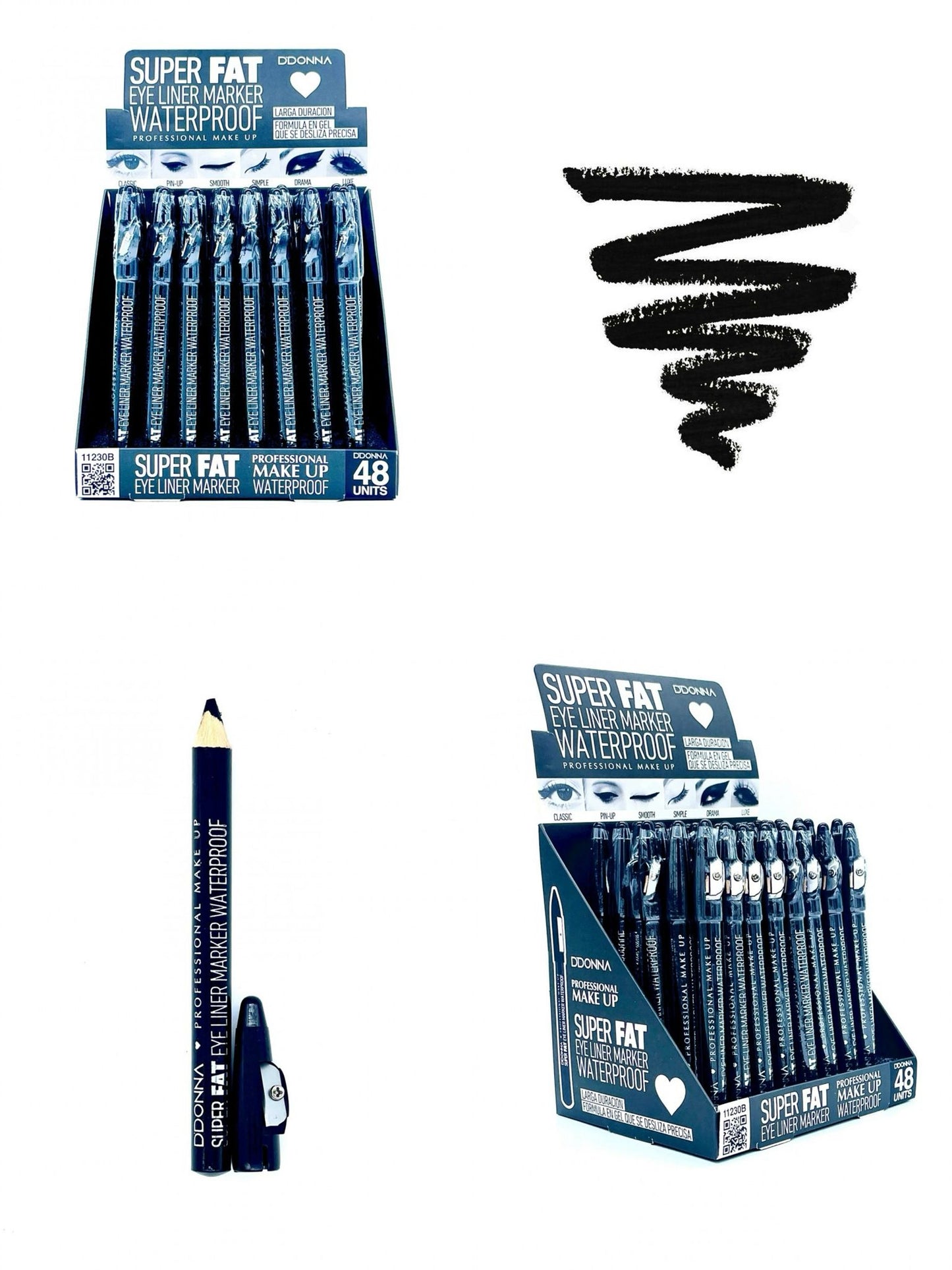 11230B Matitone occhi + temperino nero SUPER FAT waterproof